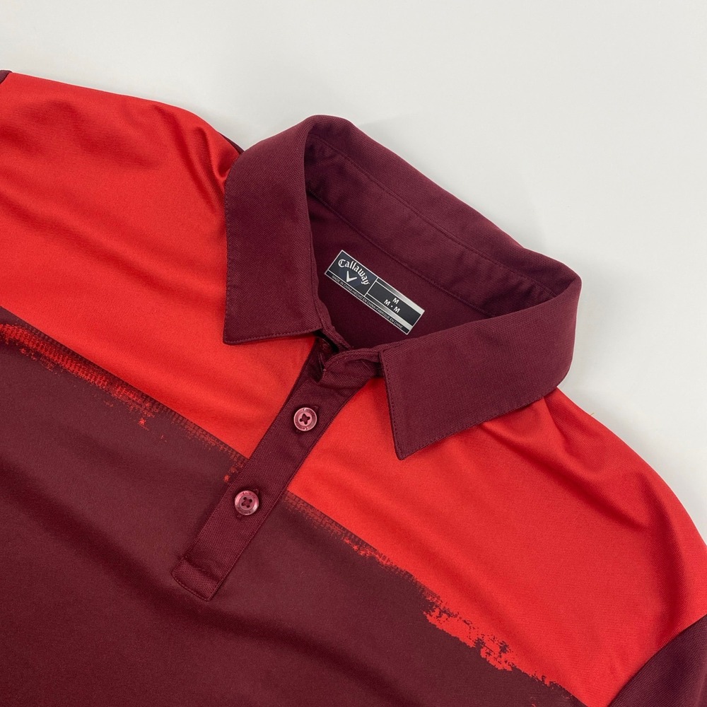 Callaway Polo Shirt Mens Medium Red Colorblock Golf Performance Active Summer